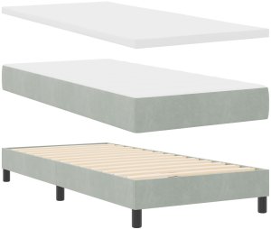 Łóżko Box Spring z materacem Jasnoszary 90x200 cm Aksamit 6