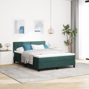 Box Spring Łóżko z Materacem Ciemnozielone 140x190 cm Velvet 1