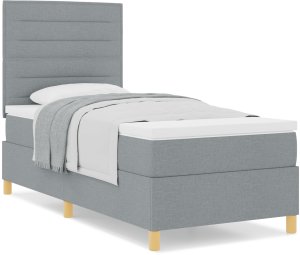 Łóżko kontynentalne z materacem jasnoszary 100x200 cm materiał 4