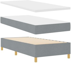 Łóżko kontynentalne z materacem jasnoszary 100x200 cm materiał 7