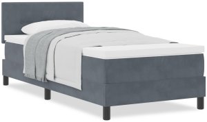 Łóżko z materacem w ciemnoszarym kolorze 90x200 cm z aksamitu 4