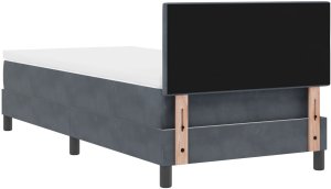 Łóżko z materacem w ciemnoszarym kolorze 90x200 cm z aksamitu 10