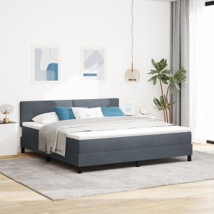 Łóżko Box Spring z materacem Ciemnoszary Super King Aksamit 1
