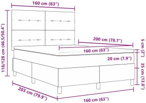 łóżko kontynentalne z materacem ciemnoszary 160x200 cm aksamit 10