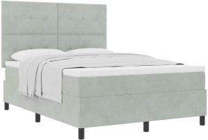 Łóżko z materacem w jasnoszarym kolorze 160x200 cm z aksamitu 2