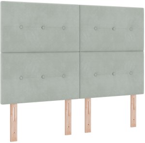 Łóżko z materacem w jasnoszarym kolorze 160x200 cm z aksamitu 3