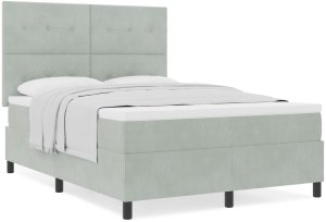 Łóżko z materacem w jasnoszarym kolorze 160x200 cm z aksamitu 4