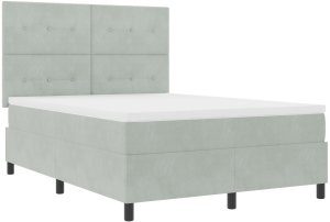 Łóżko z materacem w jasnoszarym kolorze 160x200 cm z aksamitu 6