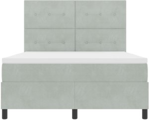 Łóżko z materacem w jasnoszarym kolorze 160x200 cm z aksamitu 8