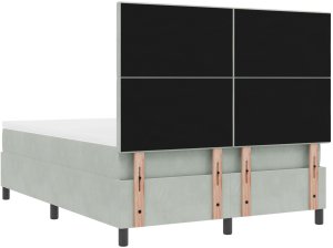 Łóżko z materacem w jasnoszarym kolorze 160x200 cm z aksamitu 10