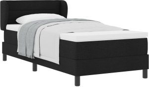 Czarne łóżko kontynentalne z materacem 100x200 cm z tkaniny 2