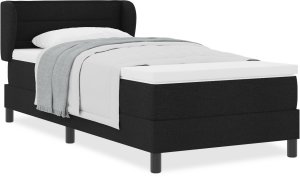 Czarne łóżko kontynentalne z materacem 100x200 cm z tkaniny 4