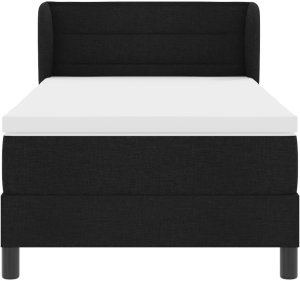 Czarne łóżko kontynentalne z materacem 100x200 cm z tkaniny 8