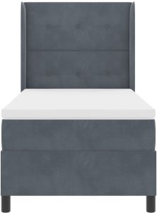 Łóżko Kontynentalne z Materacem Ciemnoszary 100x200 cm Aksamit 7