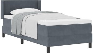 Łóżko z materacem z materacem szare 90x200 cm aksamit 2