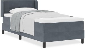 Łóżko z materacem z materacem szare 90x200 cm aksamit 4