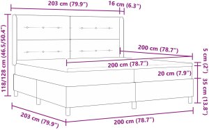 Łóżko z materacem z tapicerką z aksamitu jasnoszare 200x200 cm 12