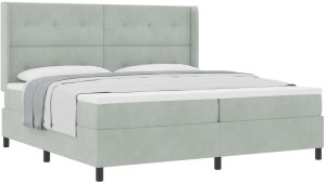 Łóżko z materacem z tapicerką z aksamitu jasnoszare 200x200 cm 2