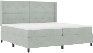 Łóżko z materacem z tapicerką z aksamitu jasnoszare 200x200 cm 3