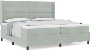 Łóżko z materacem z tapicerką z aksamitu jasnoszare 200x200 cm 4