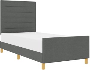 vidaXL Stelaż łóżka Ciemnoszary 100x200 cm Z materiału 2