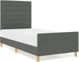 vidaXL Stelaż łóżka Ciemnoszary 100x200 cm Z materiału 4