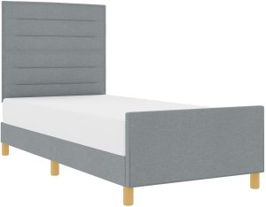 vidaXL Łóżko Szare Jasne 100x200 cm Tkanina 2