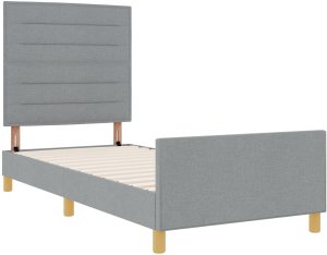 vidaXL Łóżko Szare Jasne 100x200 cm Tkanina 3