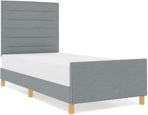 vidaXL Łóżko Szare Jasne 100x200 cm Tkanina 4