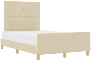 Ramka łóżka w kolorze kremowym, 120x190 cm, wykonana z tkaniny 2