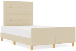 Ramka łóżka w kolorze kremowym, 120x190 cm, wykonana z tkaniny 4