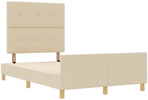 Ramka łóżka w kolorze kremowym, 120x190 cm, wykonana z tkaniny 6