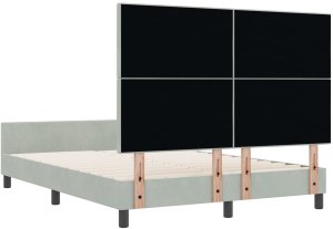 Łóżko Jasnoszare 140x190 cm Aksamit 10