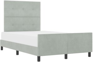 Łóżko w kolorze jasnoszarym z aksamitu 120x200 cm 2