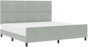 Łóżko Szare Jasnoszare 200x200 cm Aksamit 2