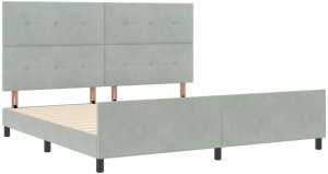 Łóżko Szare Jasnoszare 200x200 cm Aksamit 6