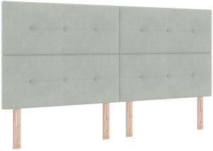 Łóżko Szare Jasnoszare 200x200 cm Aksamit 7