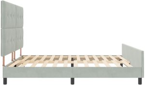 Łóżko Szare Jasnoszare 200x200 cm Aksamit 9