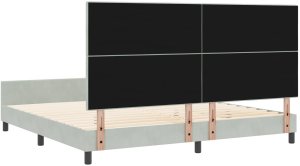 Łóżko Szare Jasnoszare 200x200 cm Aksamit 10