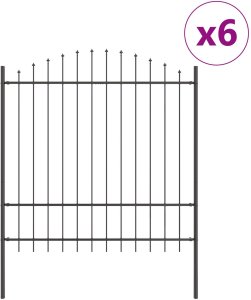 Ogrodzenie z wklęsłym szczytem Szare 10,2x1,75 m Stal 2