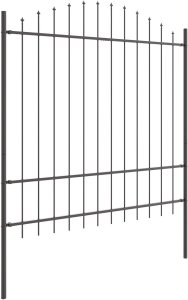 vidaXL Ogrodzenie z wygiętym w górę szczytem, szare, 5,1x1,75 m, stalowe 3