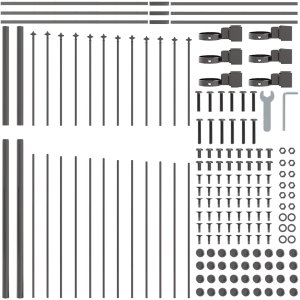 vidaXL Ogrodzenie z wygiętym w górę szczytem, szare, 5,1x1,75 m, stalowe 5