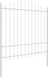 Płot ogrodowy z łukowym topem, biały, 8,5x1,75 m, stalowy 3