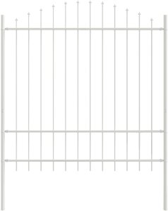 Białe ogrodzenie z zaokrąglonym topem 6,8x1,75 m ze stali 4