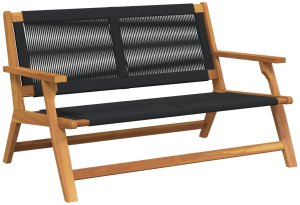 vidaXL Ławka ogrodowa Czarna 76x122x73 cm Lite drewno akacjowe 2