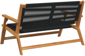vidaXL Ławka ogrodowa Czarna 76x122x73 cm Lite drewno akacjowe 4