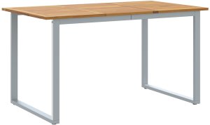 vidaXL Stół do jedzenia na zewnątrz Szary 140x80x75 cm Stal i Drewno Akacjowe 2