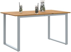 vidaXL Stół do jedzenia na zewnątrz Szary 140x80x75 cm Stal i Drewno Akacjowe 3