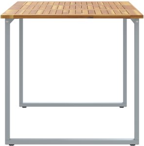 vidaXL Stół do jedzenia na zewnątrz Szary 140x80x75 cm Stal i Drewno Akacjowe 6