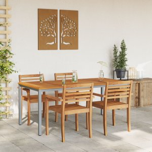 vidaXL Stół ogrodowy 180x90x75 cm z litego drewna akacjowego i metalu 4